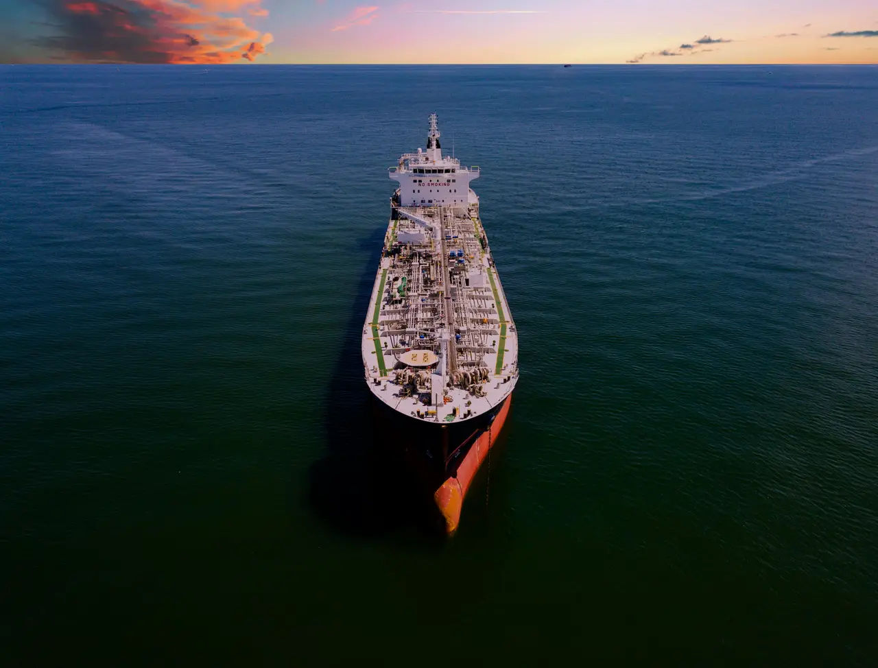Cargo ship at anchor